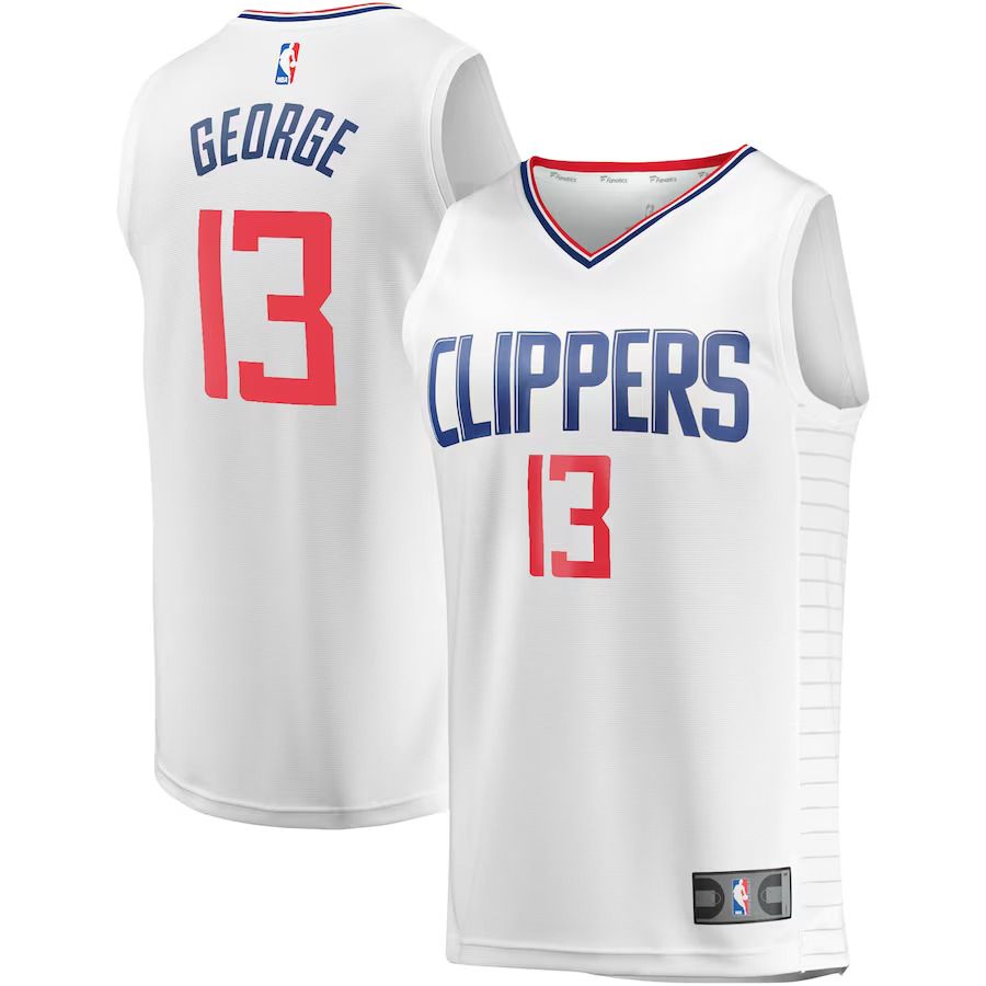 Men Los Angeles Clippers #13 Paul George Fanatics Branded White Fast Break Player NBA Jersey